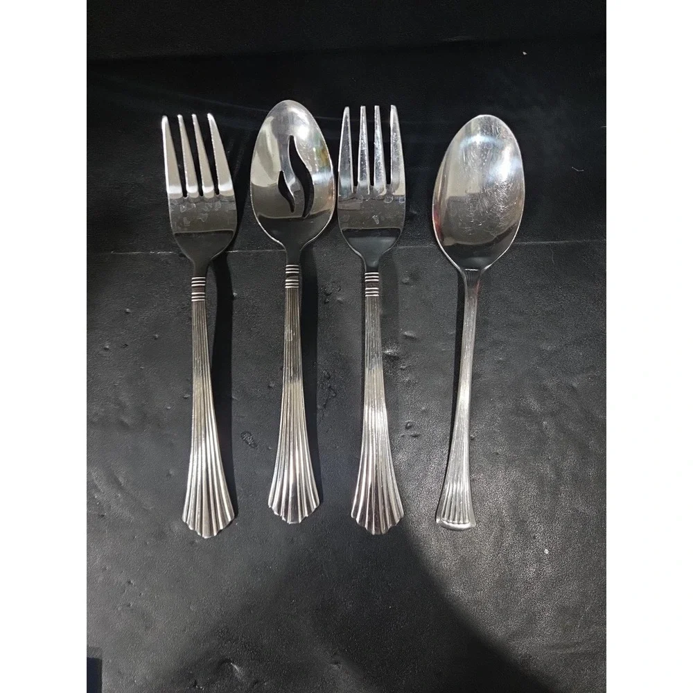 Farberware Heron Silverware Set, 4 Serving Pieces,‎ Stainless Flatware, Cutlery